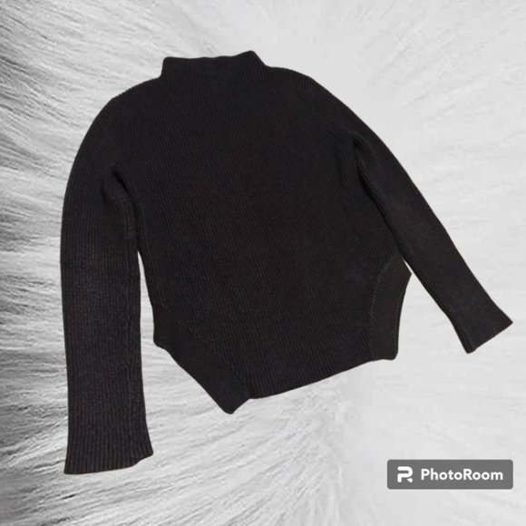 3/ $30 or FREE WITH PURCHASE over $40 Black Ribbed Mock Neck Split Hem Sweater - Picture 4 of 16